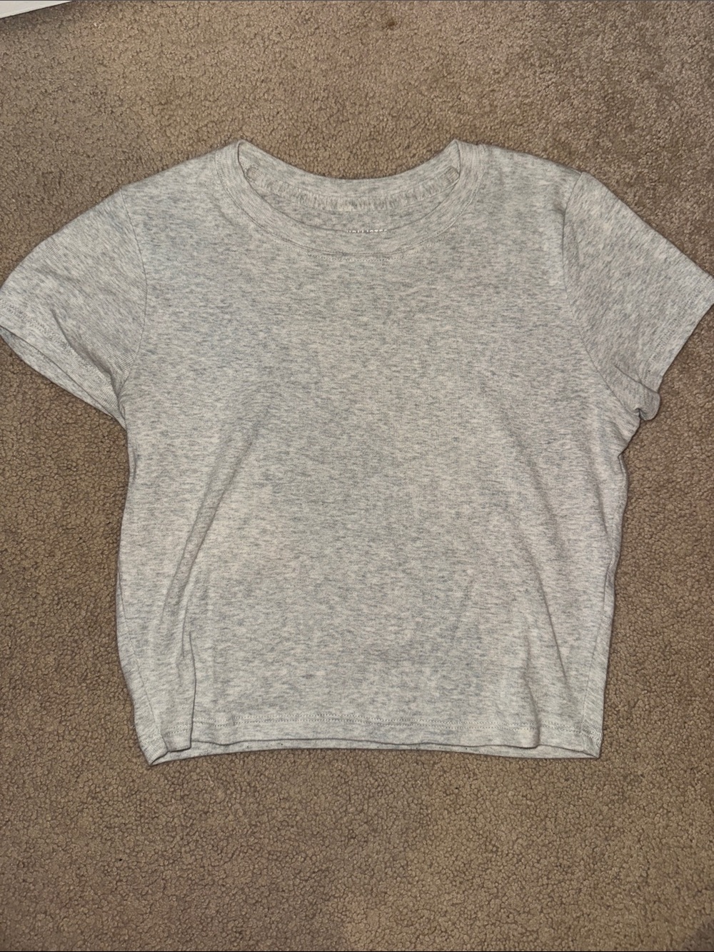 Hollister Heather Gray Cropped Crewneck Tee